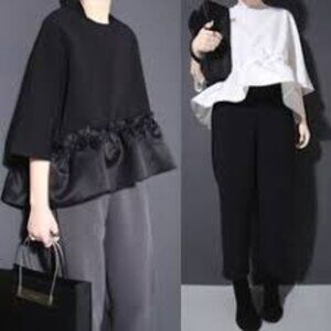 Womens Black Ruffle Peplum Top